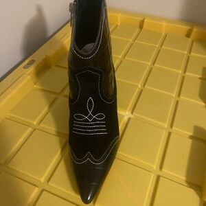 Vince Camuto Black Ankle Booties with White Stitching